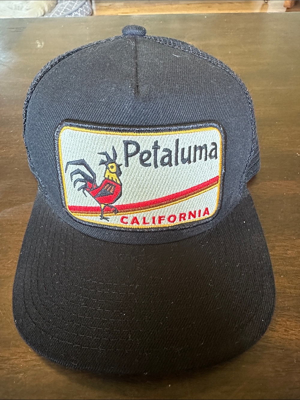 Petaluma California Rooster Patch Trucker Hat - Black